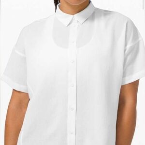 Lululemon full day ahead white button down shirt